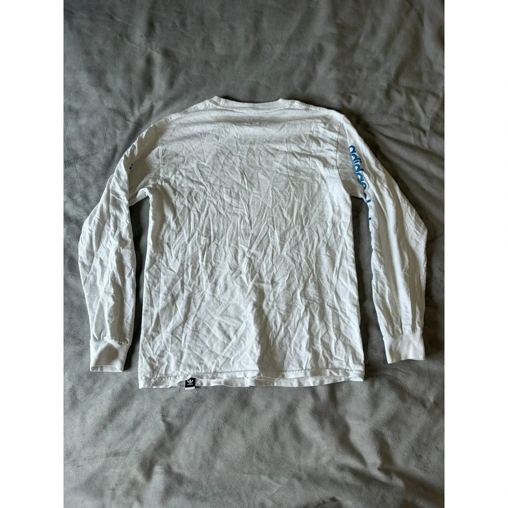Adidas Skateboarding Mens Long Sleeve Graphic T-Shirt White Trefoil Logo Small